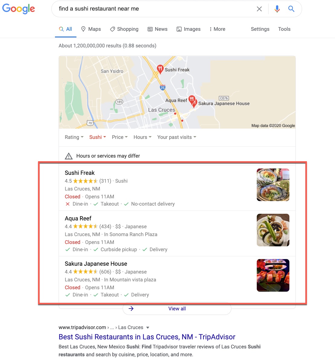 Google 3 Pack Search Results