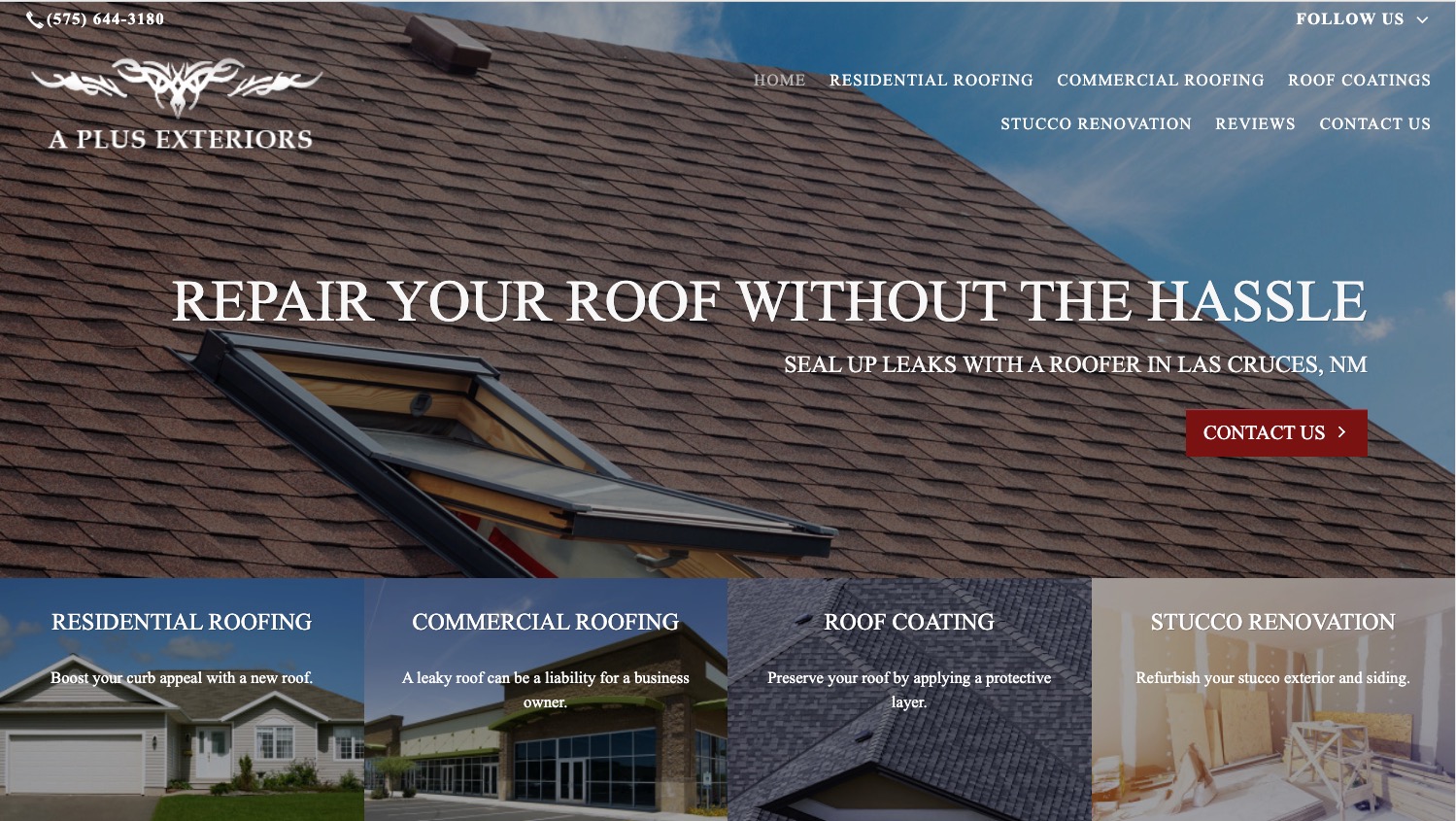 A Plus Exteriors website screenshot