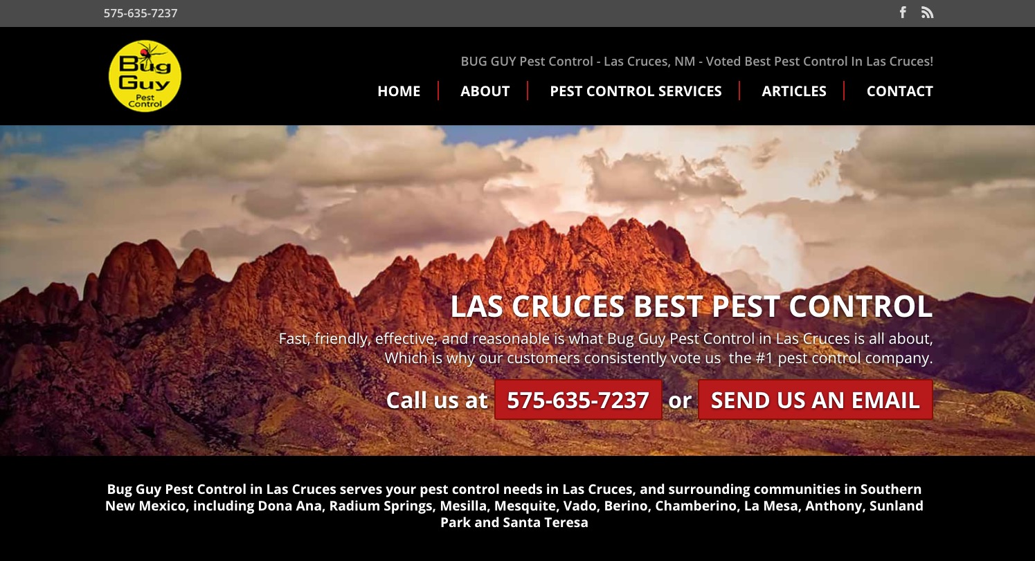 Bug Guy Pest Control Website Screenshot