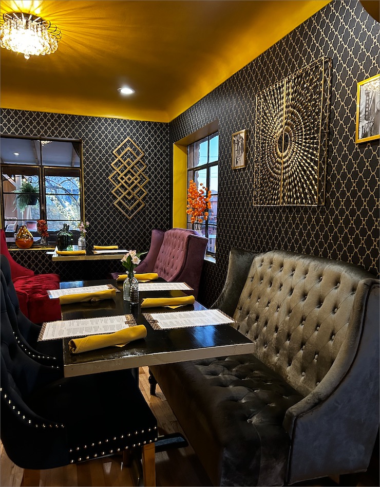 seating is table and small sofas at Miguel's on Mesquite